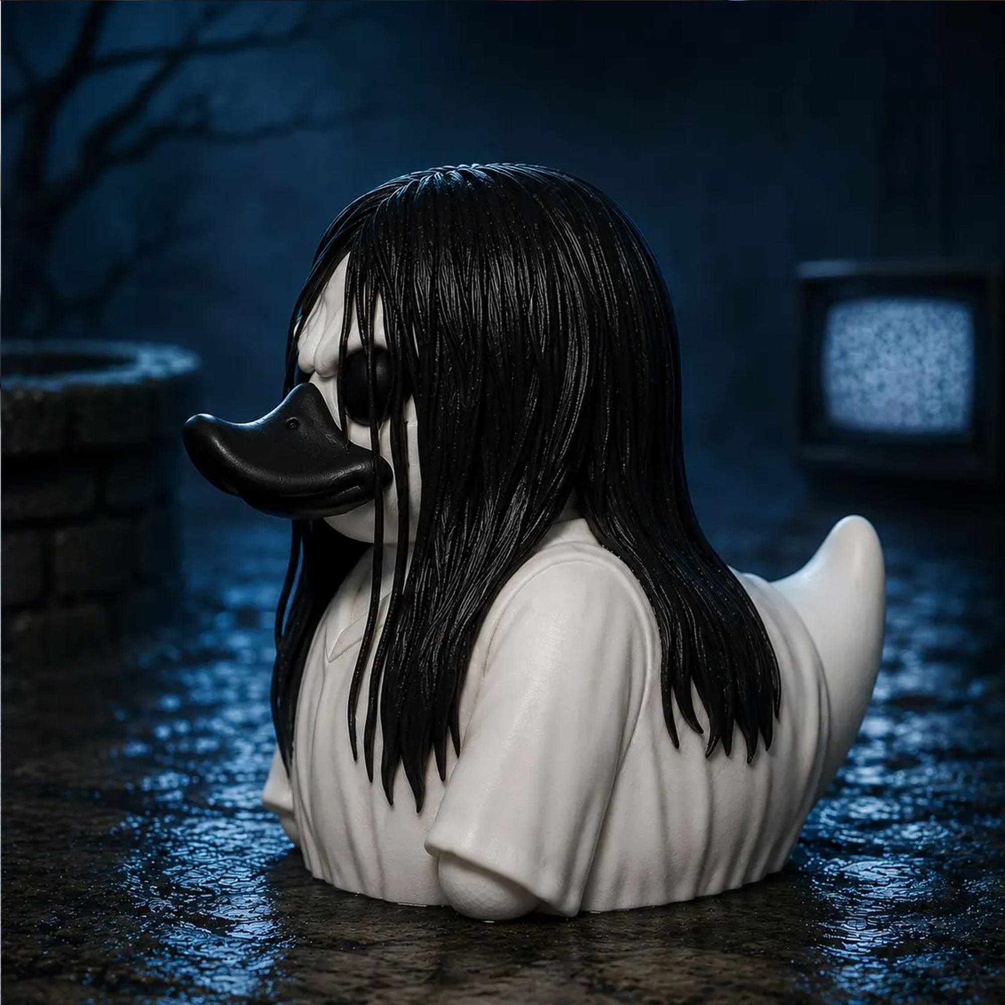 Samara Style Horror Ghost Duck Figurine, 3D Printed Creepy Ornament, Horror Movie Tabletop Decor, Halloween Gift for Horror Enthusiasts/Collectors