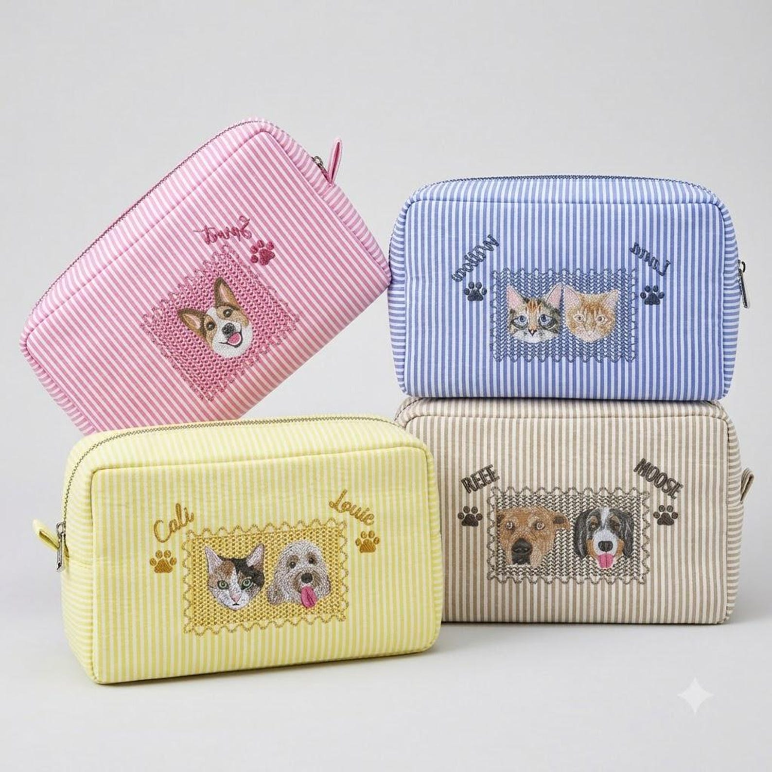 Personalized Pet Portrait Makeup Bag, Custom Embroidered Dog Pouch From Photo, Gift for Auntie & Pet Lovers