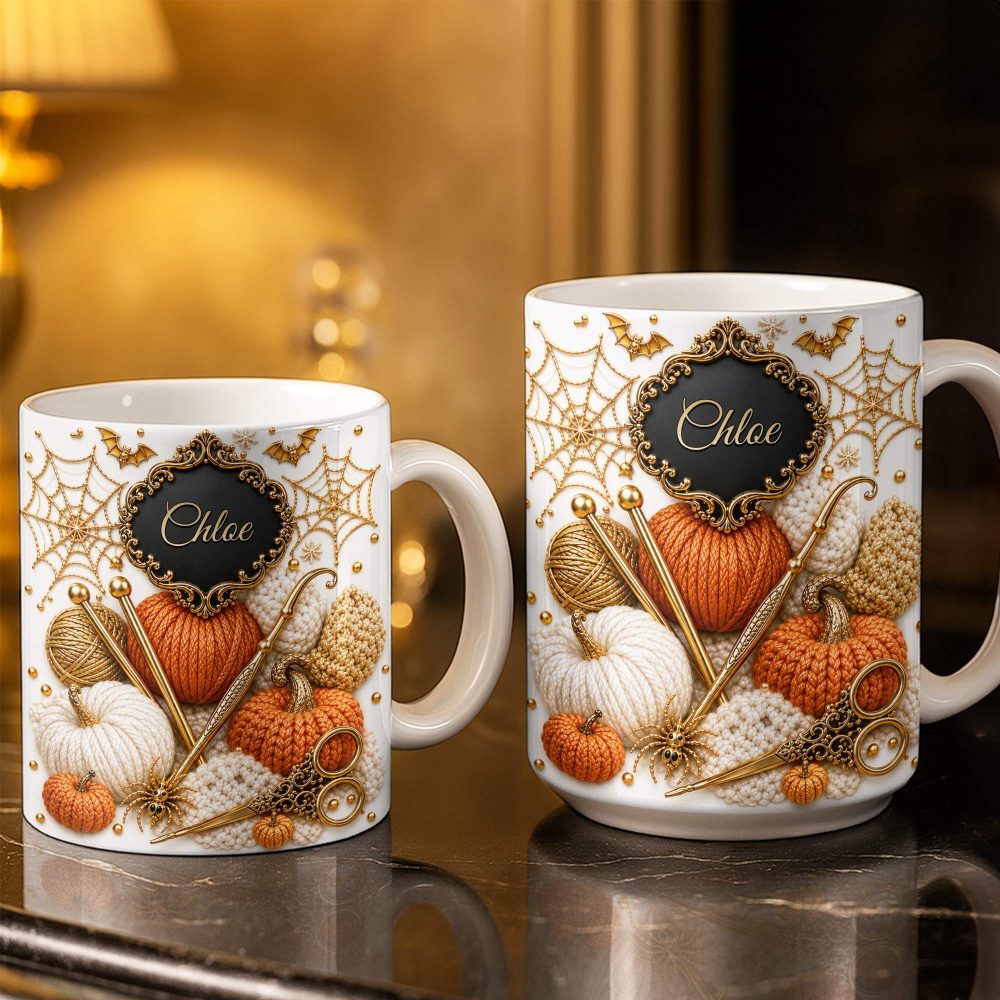 Cozy Fall Crochet Vibes, Personalized Coffee Mug, Gift for Crafters