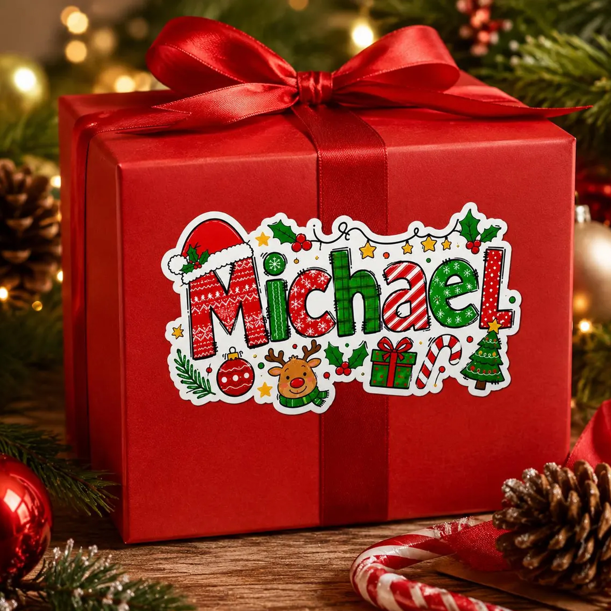 Personalized Christmas Gift Name Stickers, Holiday Labels For Xmas Gift, Package Envelope Seals