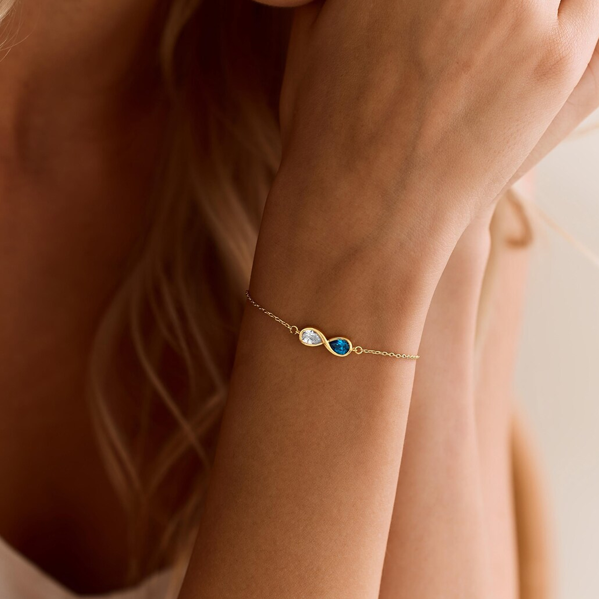 Custom Infinity Birthstone Bracelet, Dainty Jewelry, Gift For Her