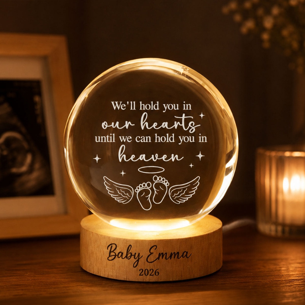 Baby Loss Memorial, Personalized Crystal Ball LED Night Light, Miscarriage Grieving Gift, Angel Baby Memorial Gifts