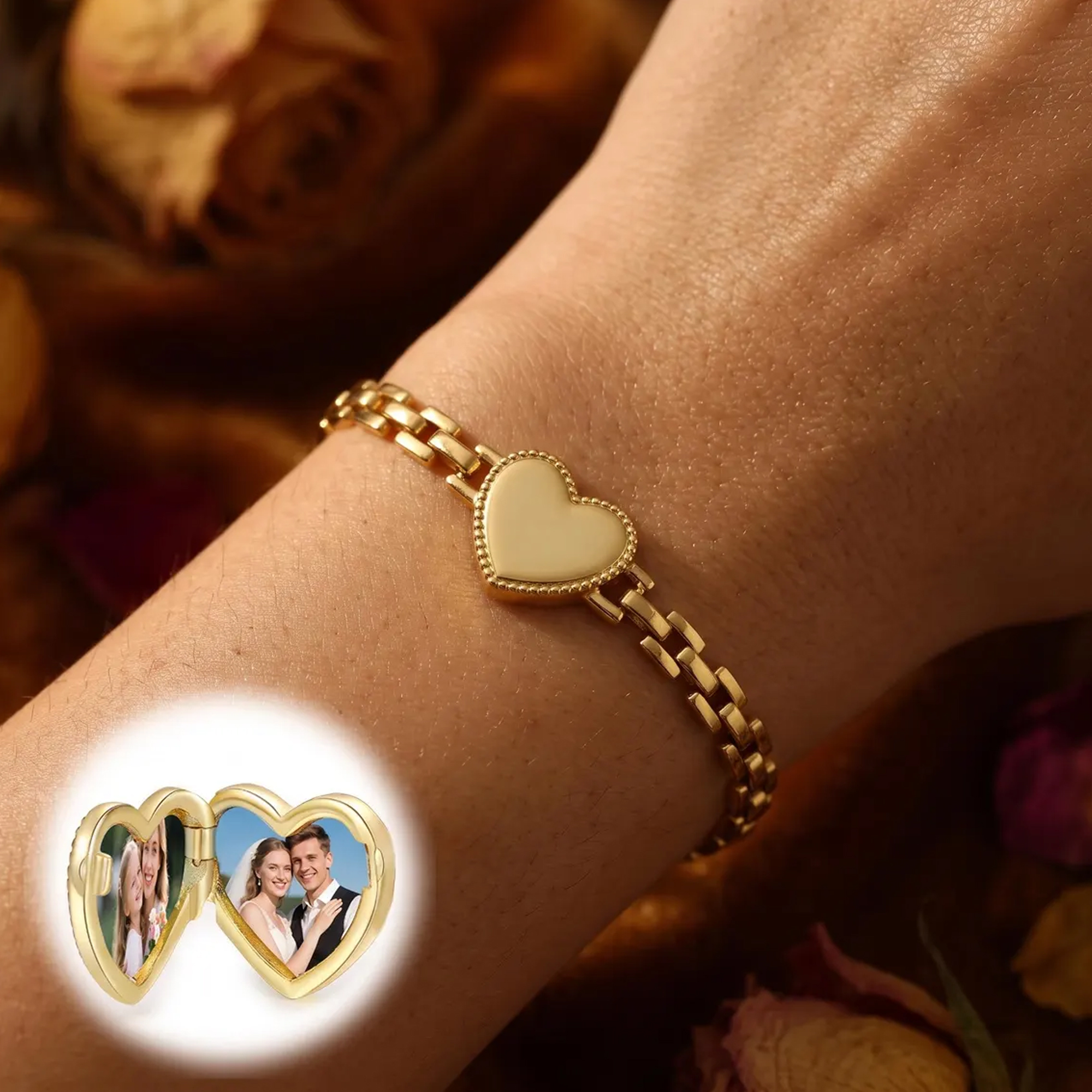 Personalized Heart Photo Locket Bracelet, Openable Picture Bracelet, Dainty Memorial Jewelry, Anniversary/Birthday Gift for Women/Girlfriend/Mom