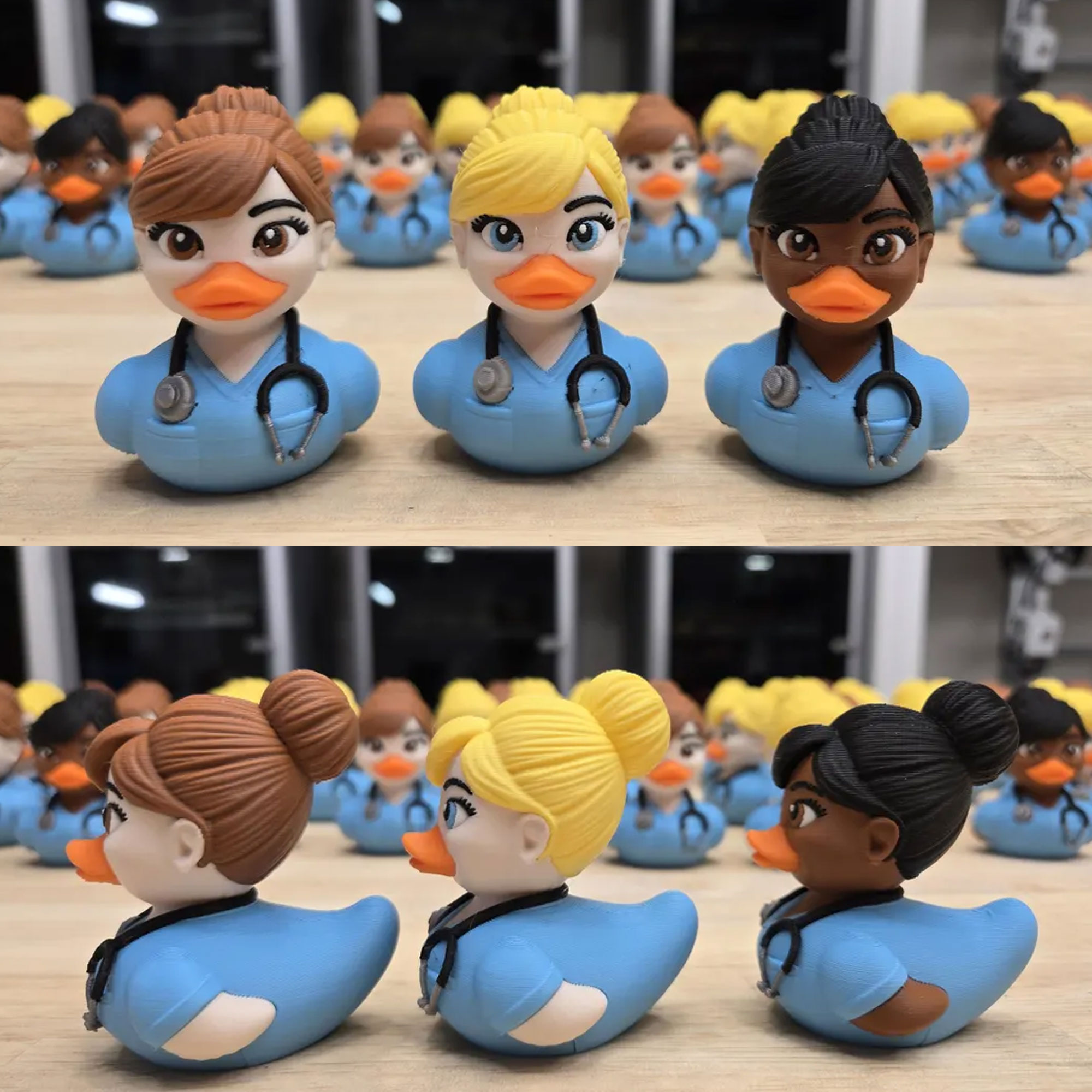 Personalized 3D Printed Female Nurse Duck Figurine, Medical Worker Desk Tabletop Decor, Appreciation/Birthday Gift for Nurses/Healthcare Workers/Her