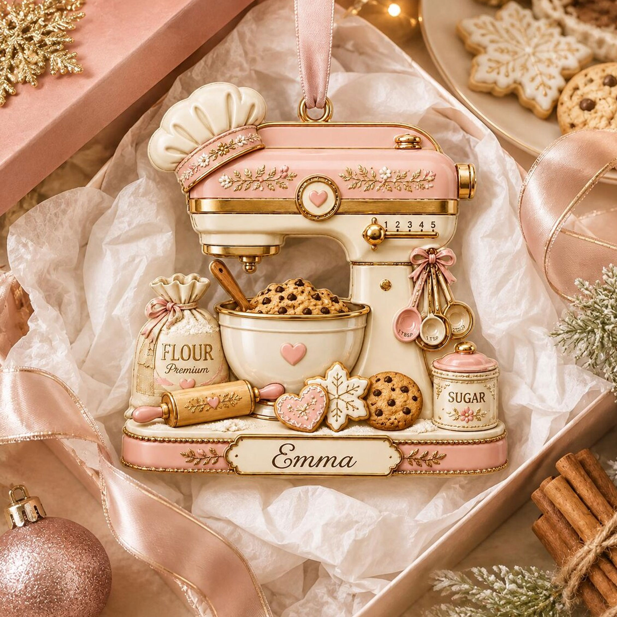 Personalized Kitchen Stand Mixer Christmas Acrylic Ornament, Baker Gift, Vintage Cookie Cake Decor