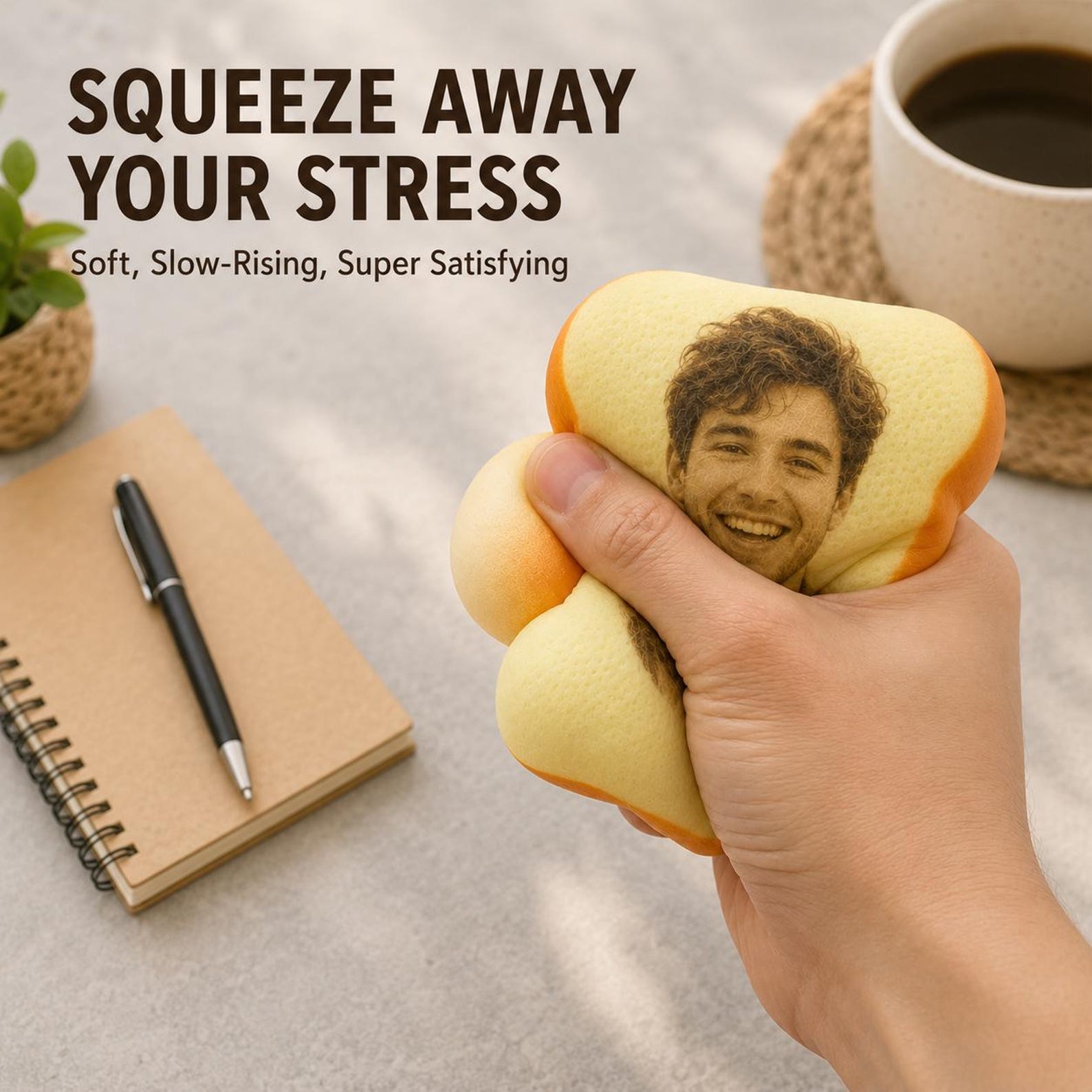 Custom Photo Toast Squishy, Personalized Face Slow Rising Fidget Toy, Unique Keepsake Gift