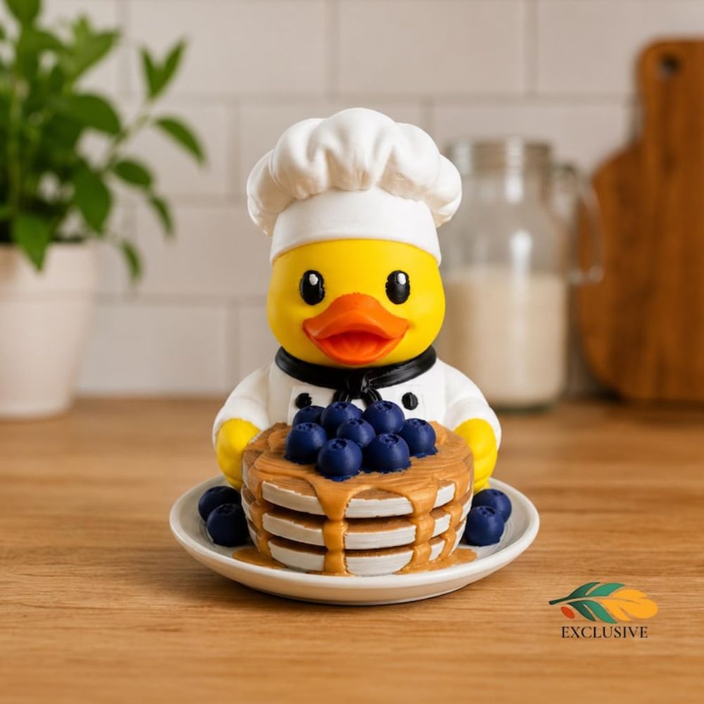 Personalized 3D Print Chef Duck Figurine Personalized Gift Housewarming Present Custom Name Sign Kitchen Collectible Statue Cooking Enthusiast Baker Item Coffee