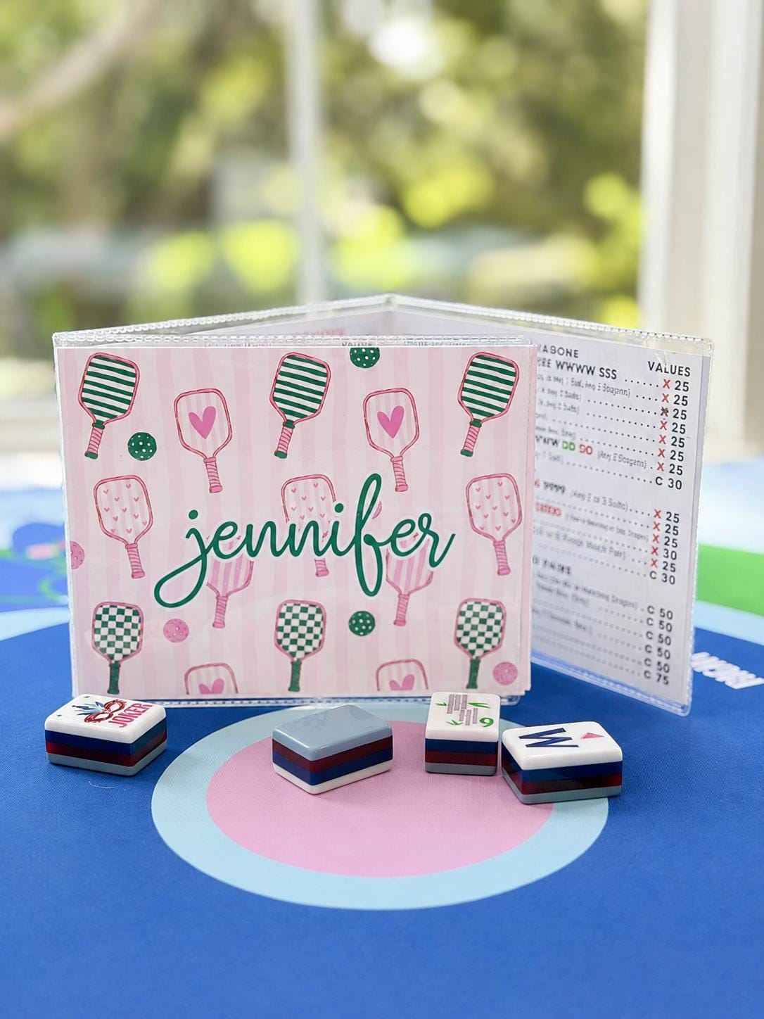 Personalized Tennis Pickleball Mahjong Card Cover, NMJL Protector