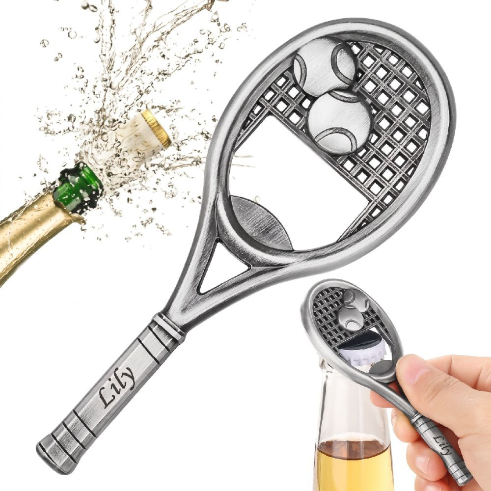 Personalized Tennis Racket-Shaped Bottle Opener, Sporty Beer Bottle Opener, Fun Kitchen Gadget, Stainless Steel Beer Beverage and Soda Bottle Opener