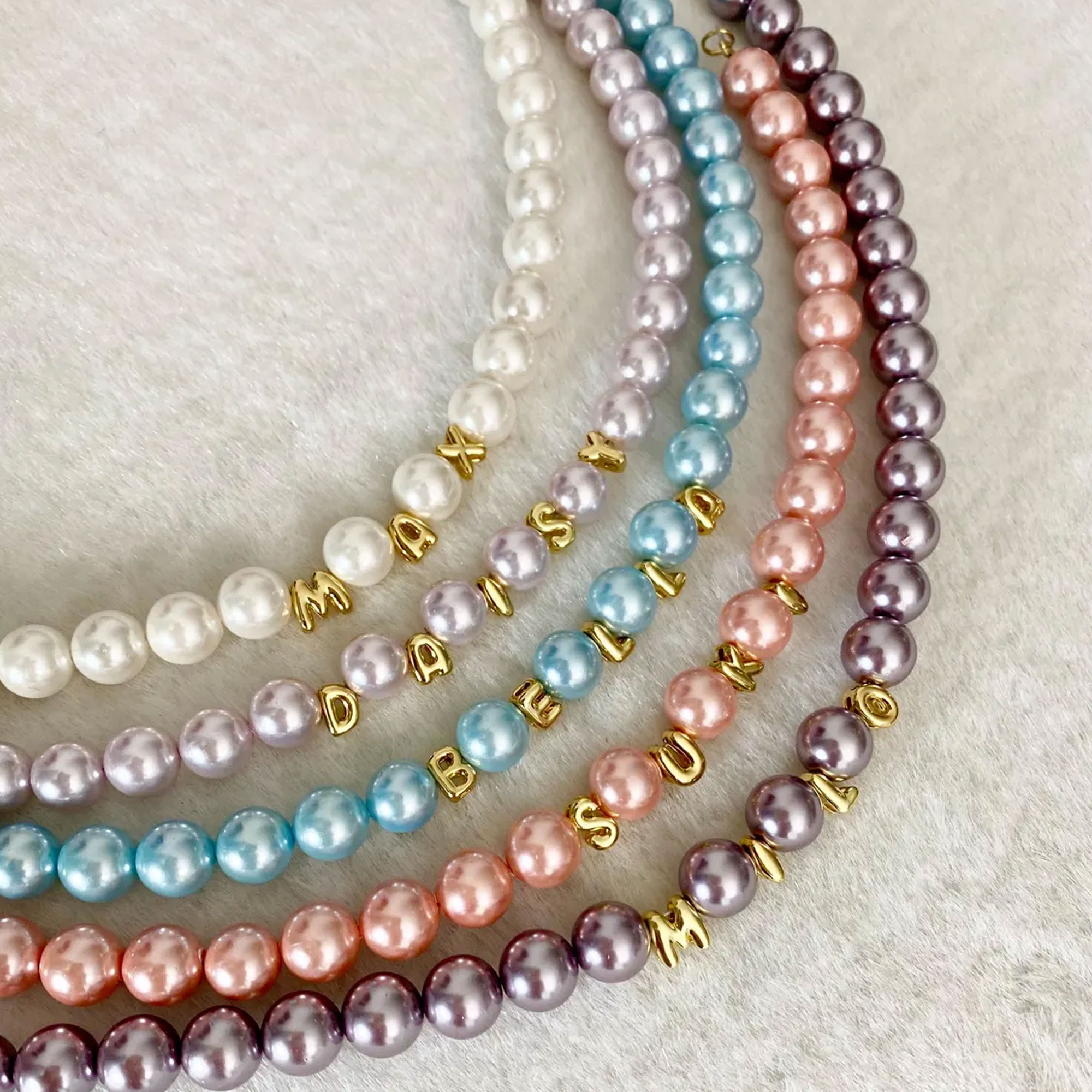 Personalized Pearl Pet Necklace, Beaded Cat, Dog, Rabbit Name Jewelry for your Pet