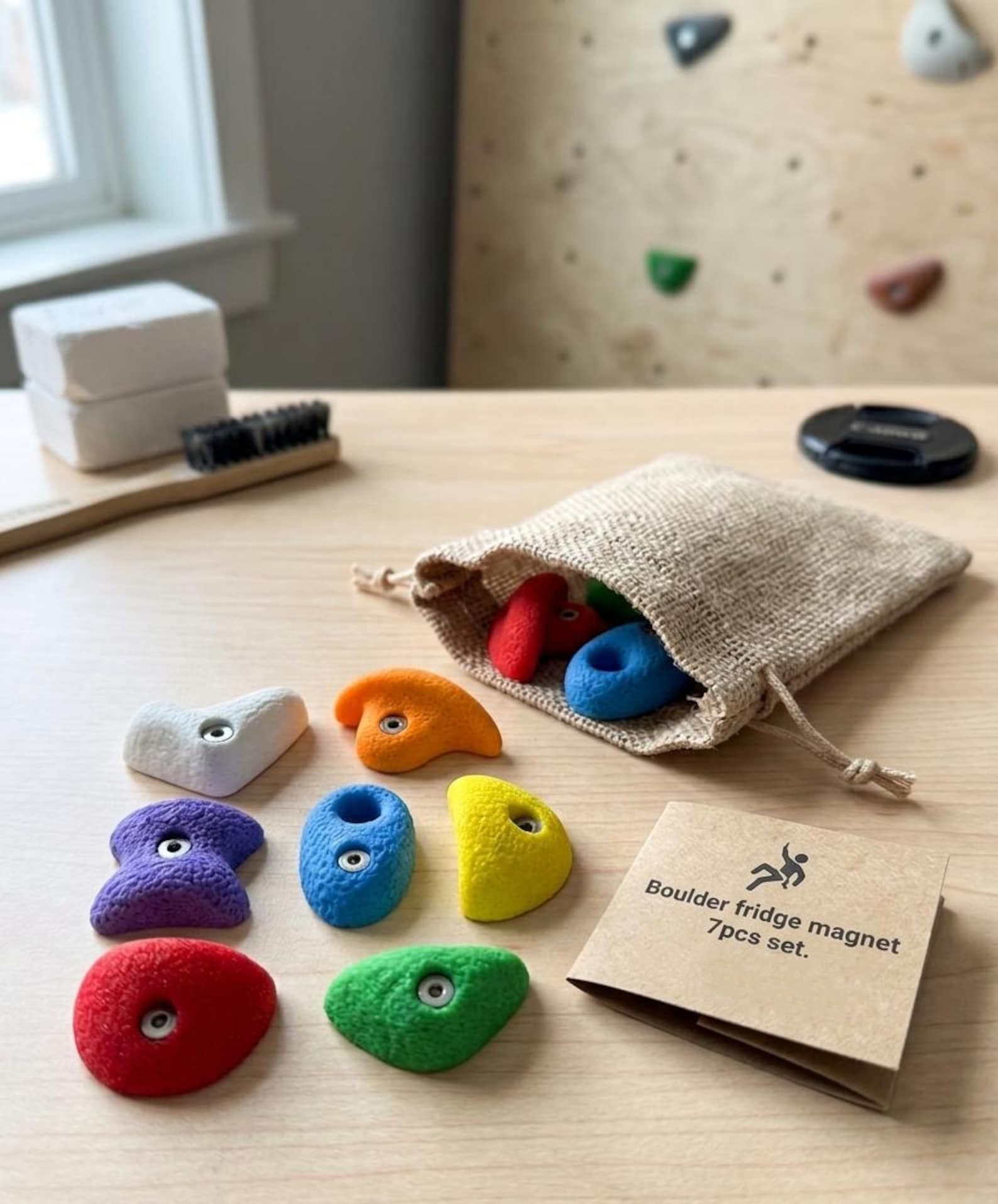 Bouldering Hold Fridge Magnet Set of 7, Handmade Climbing Rock Magnets, Novelty Gift for Rock Climbers, Bouldering Fans