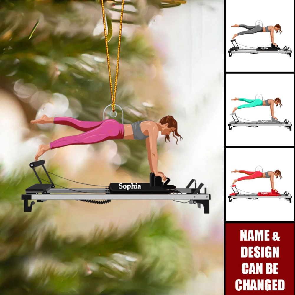 Personalized Pilates Ornament, Acrylic Pilates Reformer Ornament
