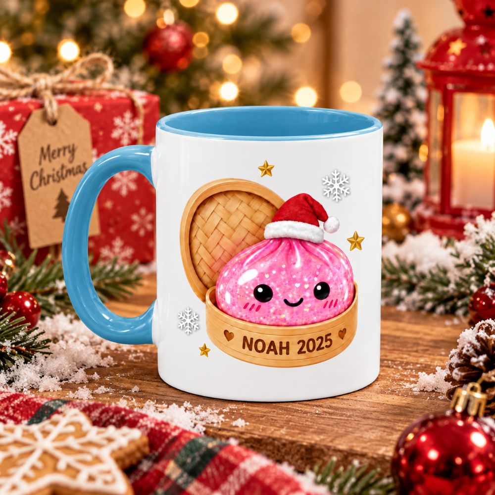 Custom Christmas Name Dumpling Mugs, Cute Lovers' Gifts, Cute Christmas Mugs, Kawaii Mugs, 2026 Children's Souvenirs