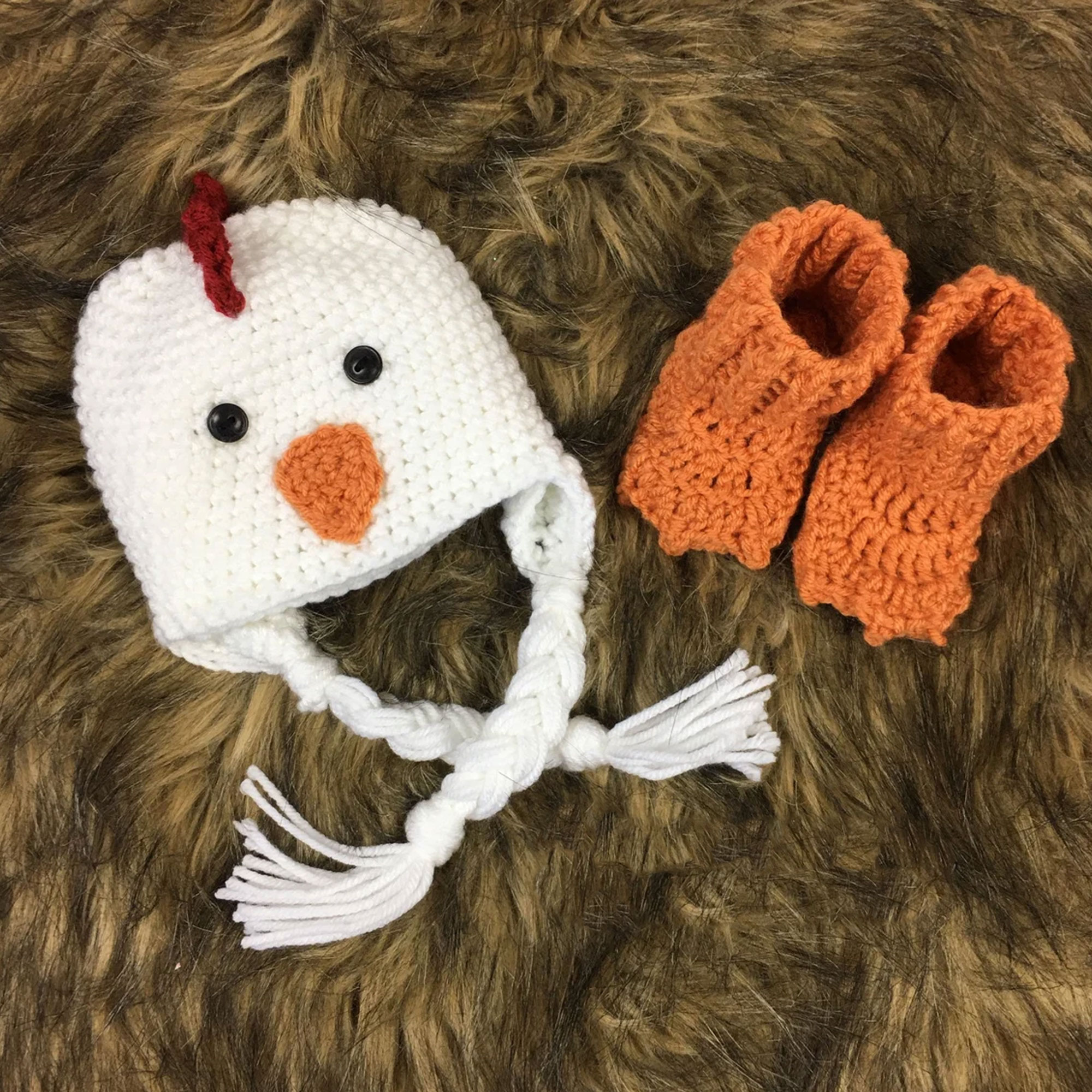 Handmade Crochet Baby Chicken Hat & Booties Set, Cute Newborn Chick Outfit, Photo Prop Costume, Halloween/Birthday Gift for Infant/Toddlers/Childs
