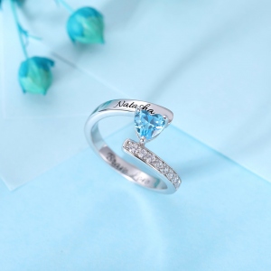 One Heart Birthstone Ring