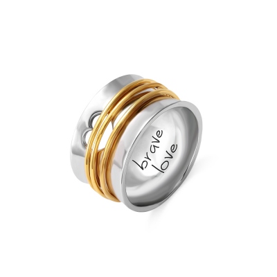 Engraved Spinner Ring with Hollow Heart
