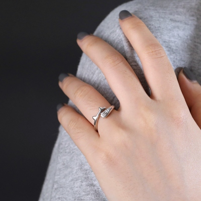 Personalized Name Ring with Cat Ears Wrap-around
