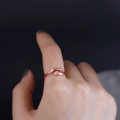 Personalized Name Ring with Cat Ears Wrap-around