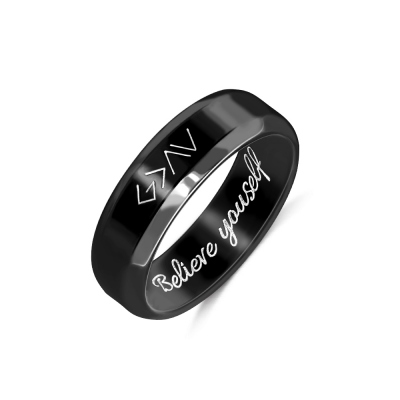 Engraved "God is greater than the highs and lows" Ring in Black