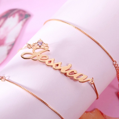 name crown necklace