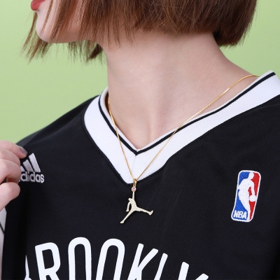 Personalized Flying Basketball Necklace with Birthstone In Gold