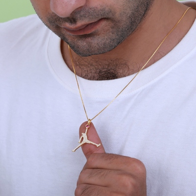 Personalized Flying Basketball Necklace with Birthstone In Gold