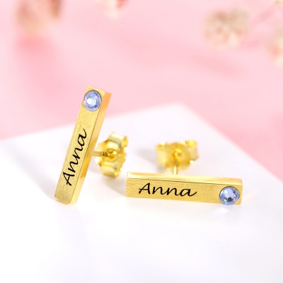 bar earring with name