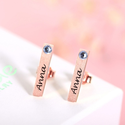 bar earring with name