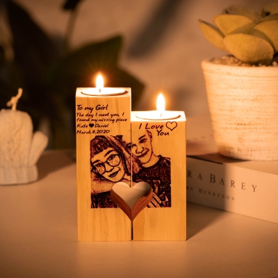 Personalized Couple Photo Candlestick