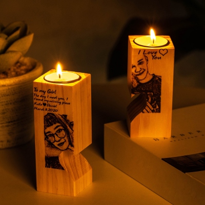 Personalized Couple Photo Candlestick