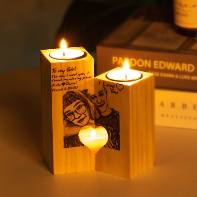 Personalized Couple Photo Candlestick
