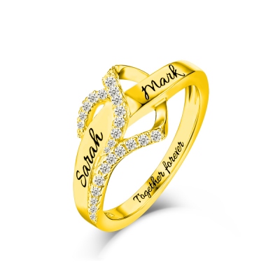 Customized Heart CZ Ring Sterling Silver