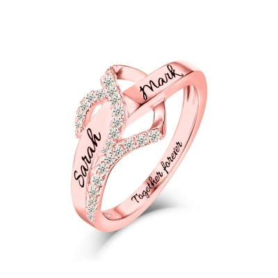 Customized Heart CZ Ring Sterling Silver