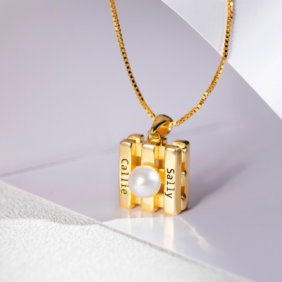 Engravable Square Pearl Necklace Gift for her