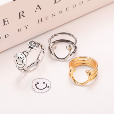 Personalized Heart & Smiley Couple Ring