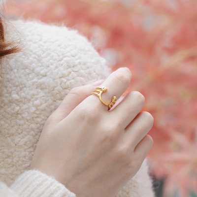 Personalized Heart & Smiley Couple Ring