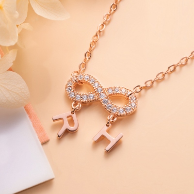 Personalized Inifinity Nnecklace with Letters,Inifinity Necklace with Initials