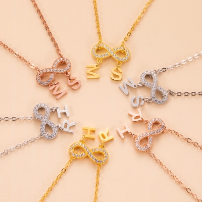 Personalized Inifinity Nnecklace with Letters,Inifinity Necklace with Initials