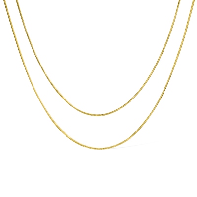 Herringbone Choker Necklace Set, Gold Layered Snake Chain Set, Herringbone Layering Necklace Layering Gold Chain Set, Gift for Mom/Wife