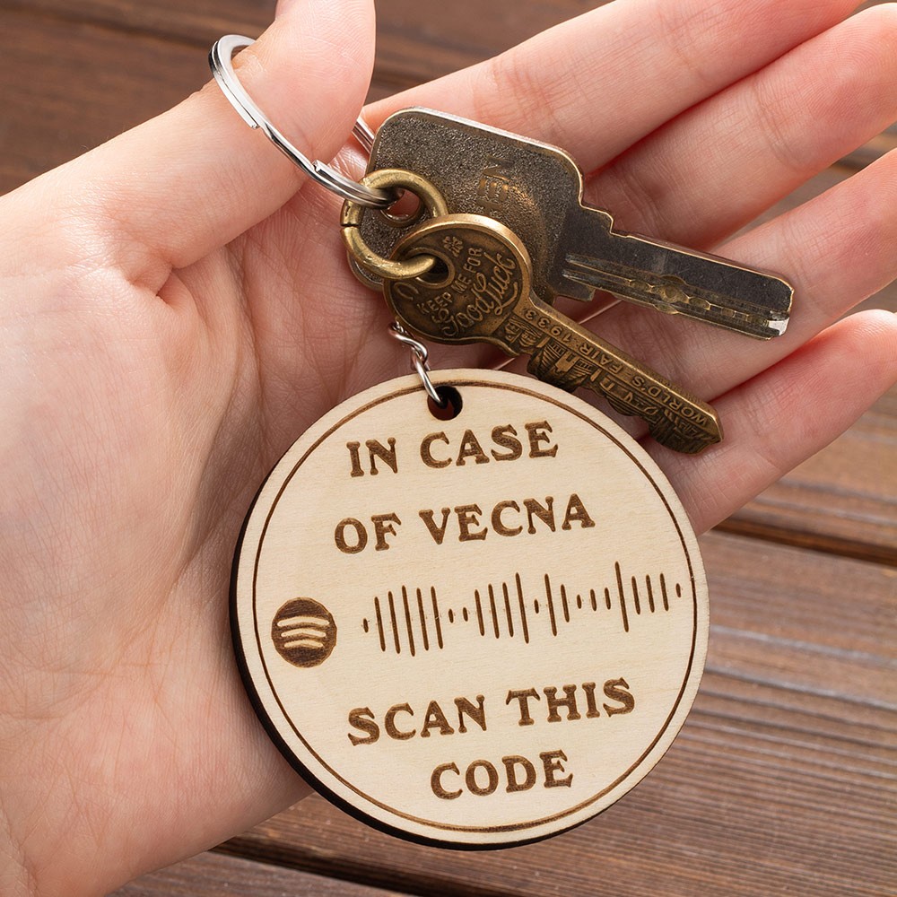 Porte-clés personnalisé Stranger Things 4 avec code Spotify, en cas de porte-clés en bois Vecna, cadeau pour les fans de Stranger Things