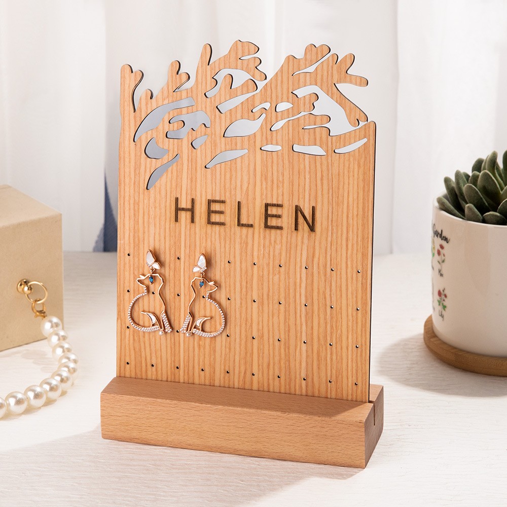 Personalized Jewelry Display Stand, Acrylic Earring Jewelry Organizer, Wood Jewelry Display Holder