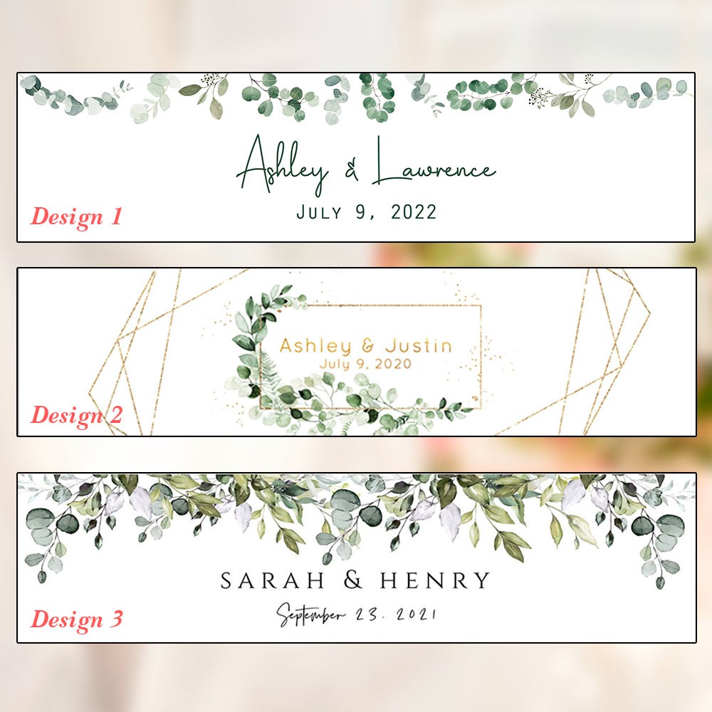 Custom Name&Date Modern Greenery Wedding Water Bottle Label, Set of 30pcs, Engagement/Bridal Shower Party, Wedding Birthday Gift