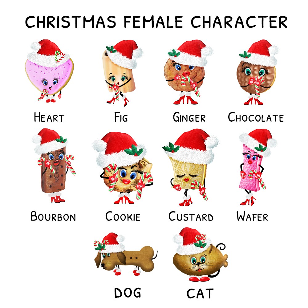 Custom Family Names Cookies Crewneck Shirt, Cute Biscuit Character T-shirt & Sweatshirt, Men & Women Unisex, Christmas Gift for Grandparents/Family