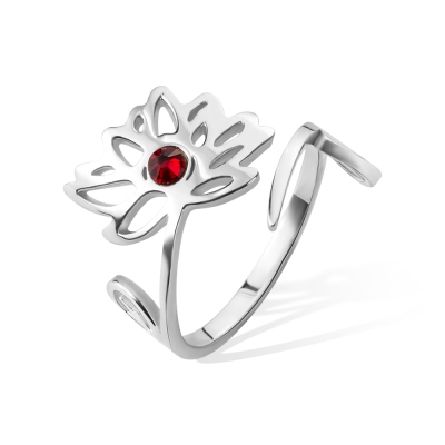 Personalized Birthstone & Birthflower Ring, Custom Floral Sterling Silver Jewelry, Mom's Ring, Birthday/Valentine's Day Gift, Gift for Girlfriend/Her