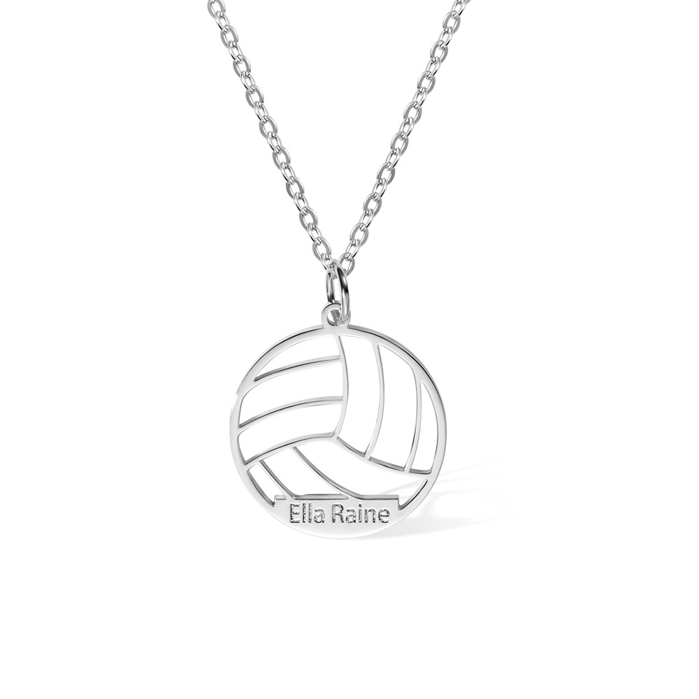 Collana con ciondolo da pallavolo con nome personalizzato, Gioielli personalizzati in argento sterling 925, Regalo per mamma sportiva, Regalo per giocatore di pallavolo/amante dello sport