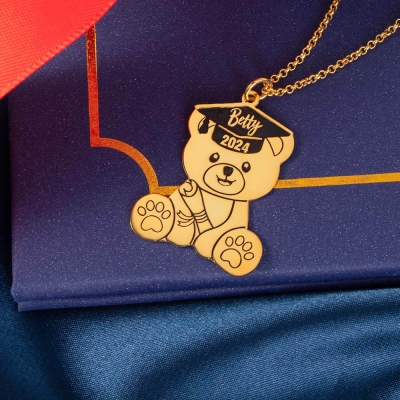 Custom Bear Necklace for Graduation Gift
