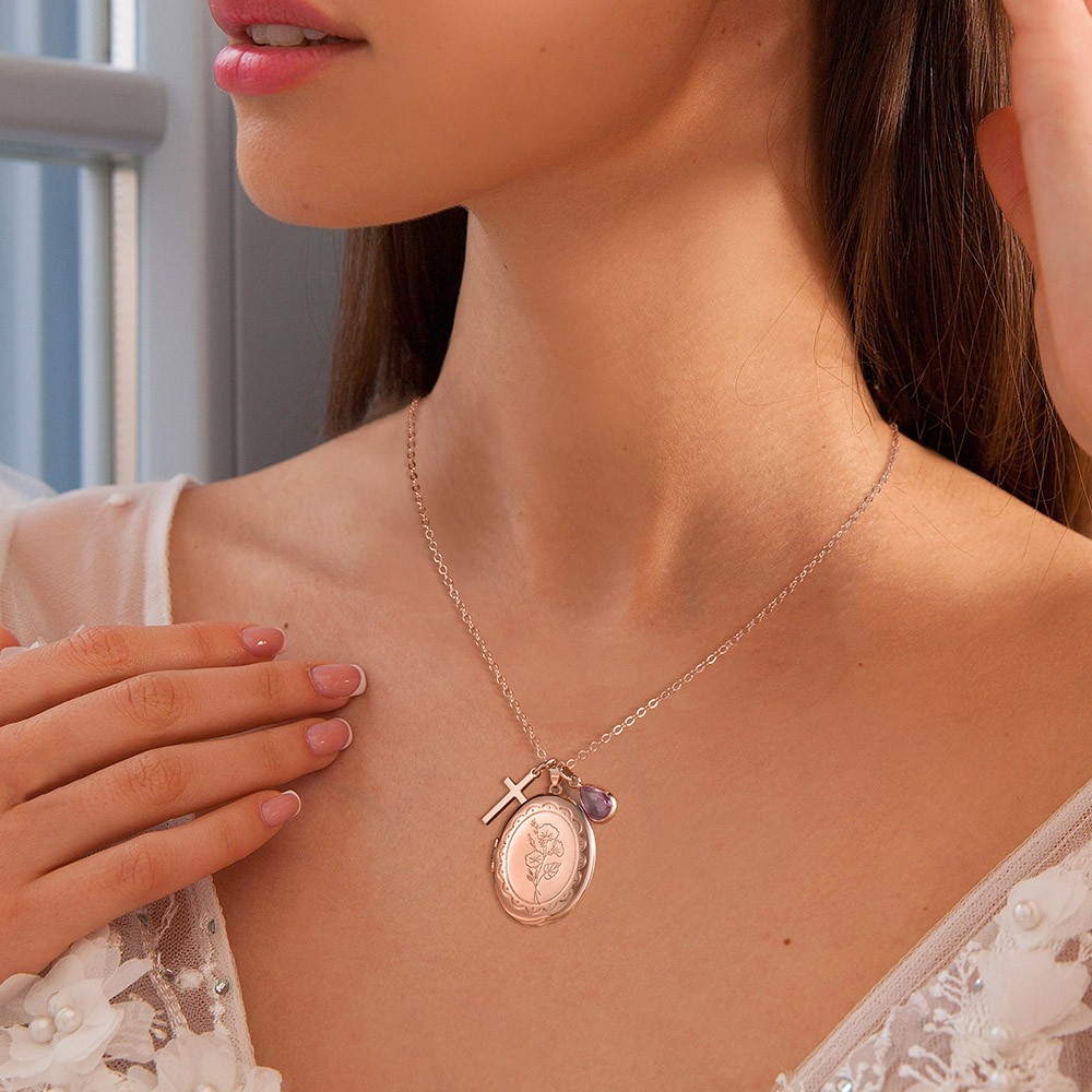 memorial locket with cross