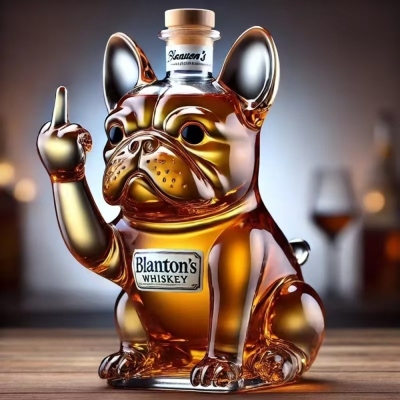 French Middle Finger Bulldog Whiskey Decanter, Unique Dog Shaped Liquor Bottle, Creative Gift for Dog Lovers/Whiskey Fans