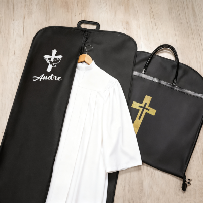 Personalized Cross Pastor Garment Bag with Name, Waterproof & Dust-Proof Clergy Apparel Bag with Handle, Christian Travel Accessory, Gift for Pastors