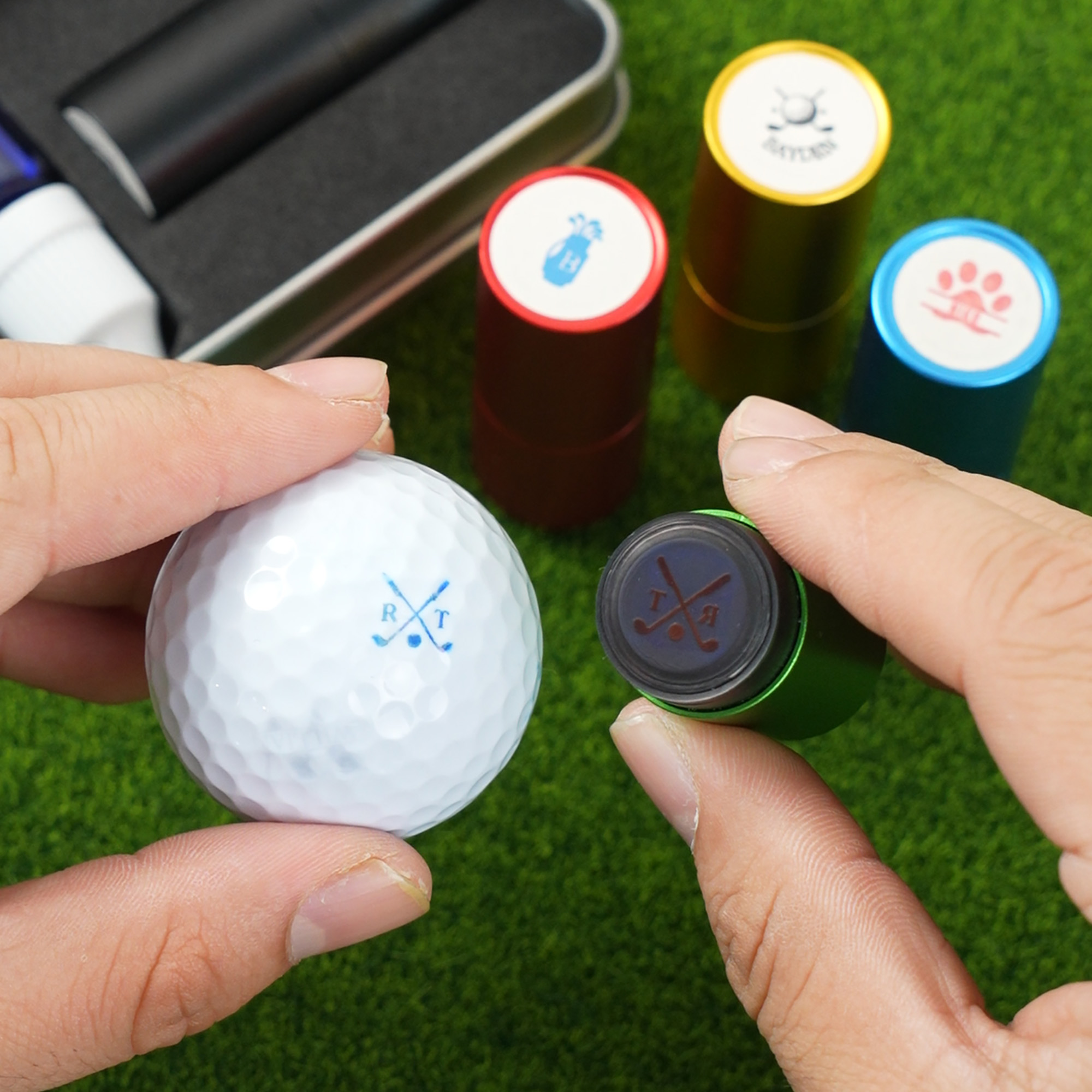 Custom Golf Ball Stamp Box, Personalized Golf Stamps, Gift for Golfer, Golf Ball Marker, Golf Accessories, Gifts for Men, Fathers Day Gift